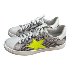 STEVEN New York Steve Madden Women Reeves Snake Neon Star Sneakers Shoes US 8.5